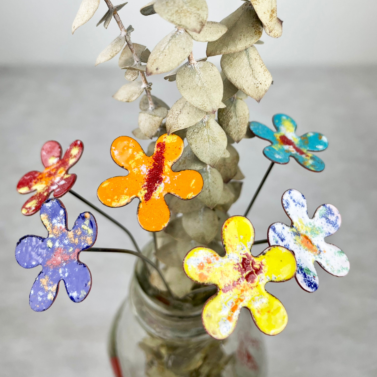 Small Copper Enamel Flower - gonepottynz