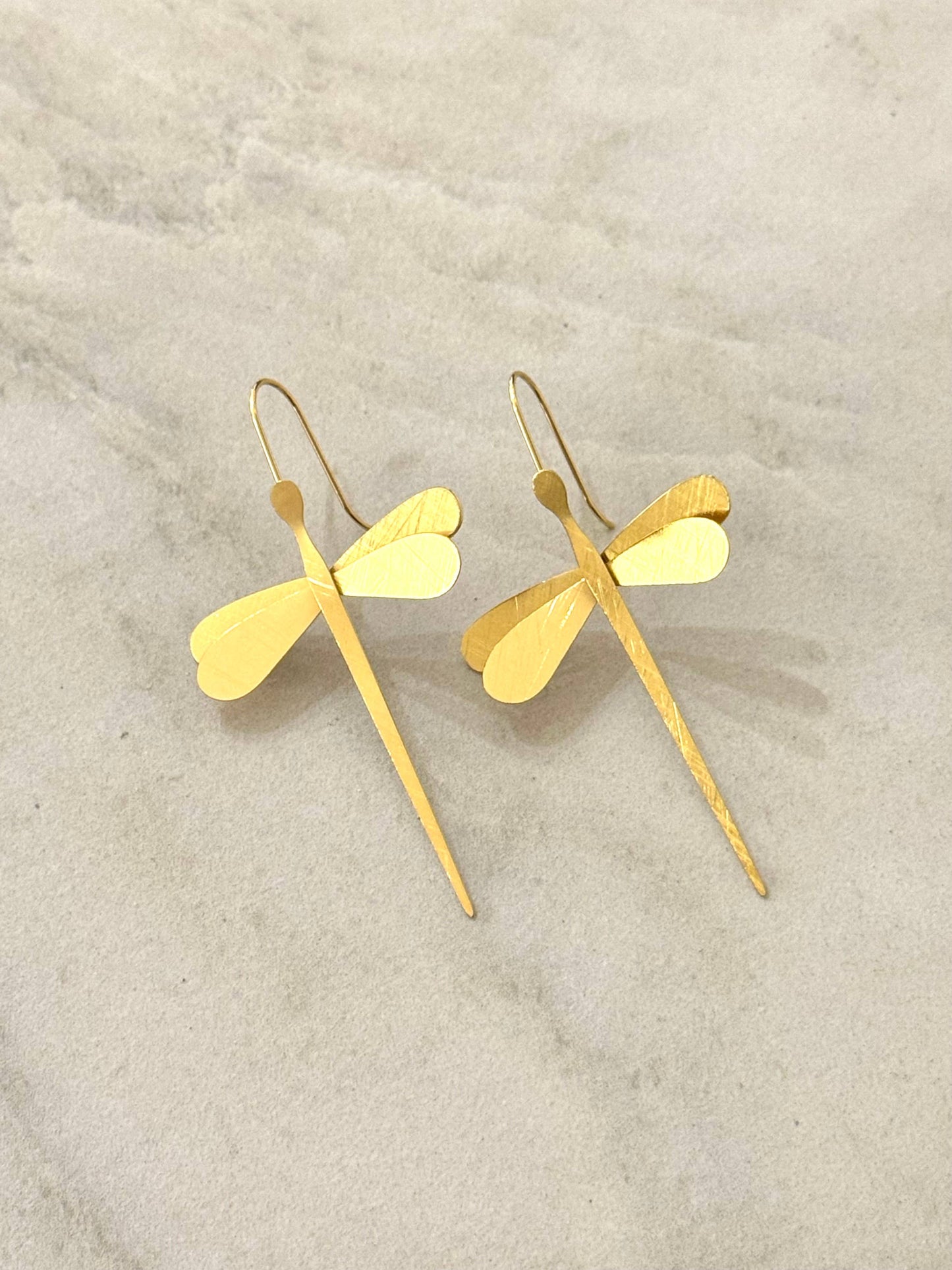 Brushed Gold Dragonfly Earrings - gonepottynz