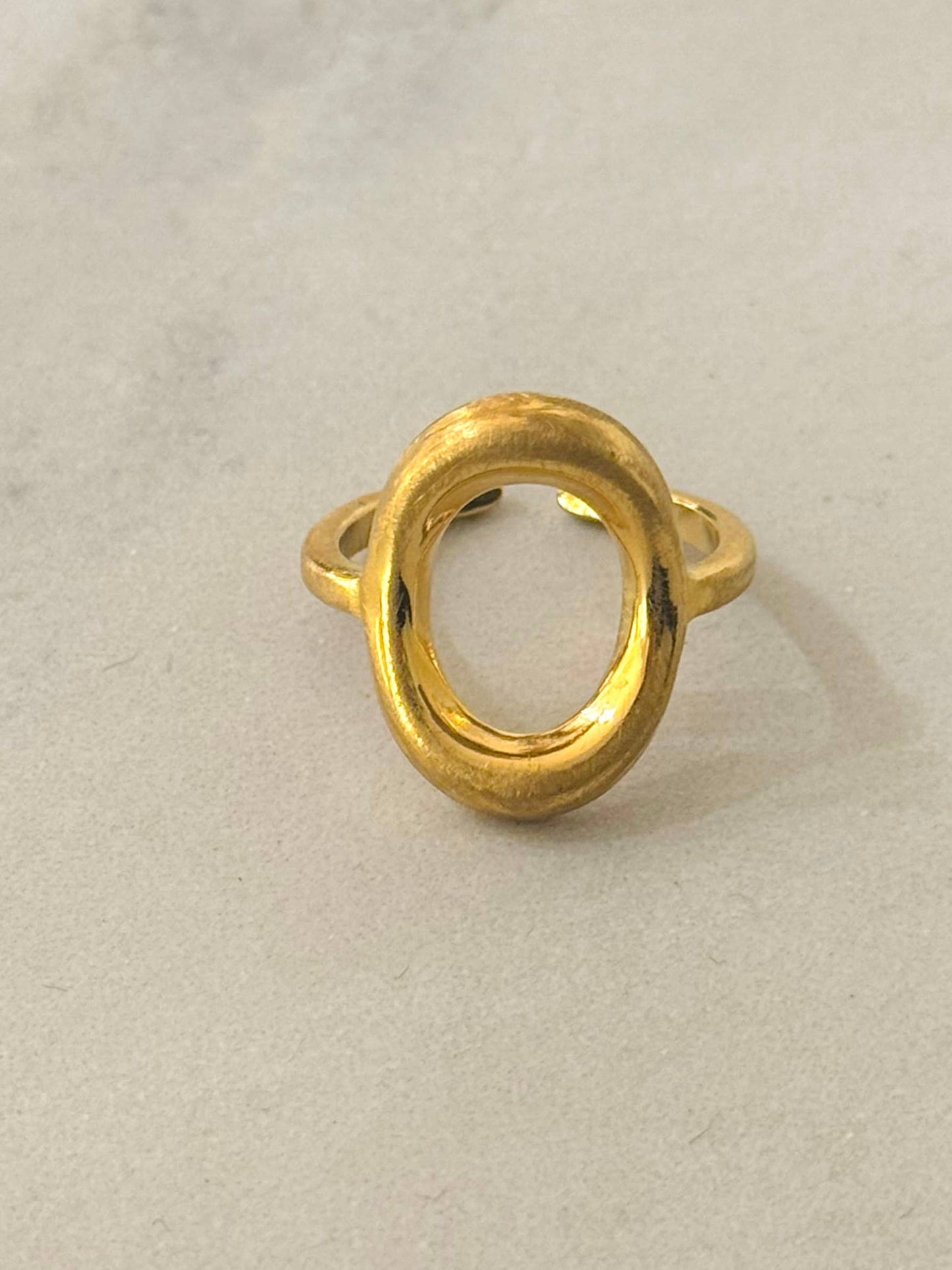 Milva Brushed Gold Adjustable Stainless Steel Ring - gonepottynz