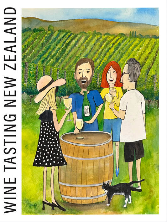NZ Wine tasting teatowel - gonepottynz