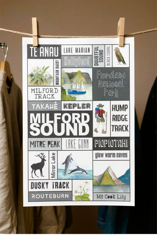 Te Anau / Milford Sound tea towel - gonepottynz