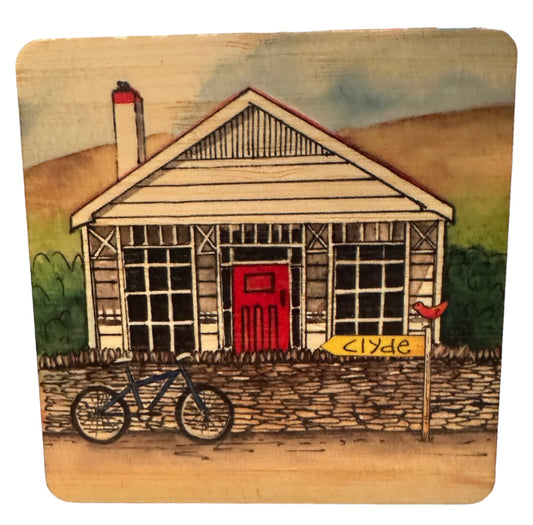 Cottage in Clyde bamboo coaster - gonepottynz