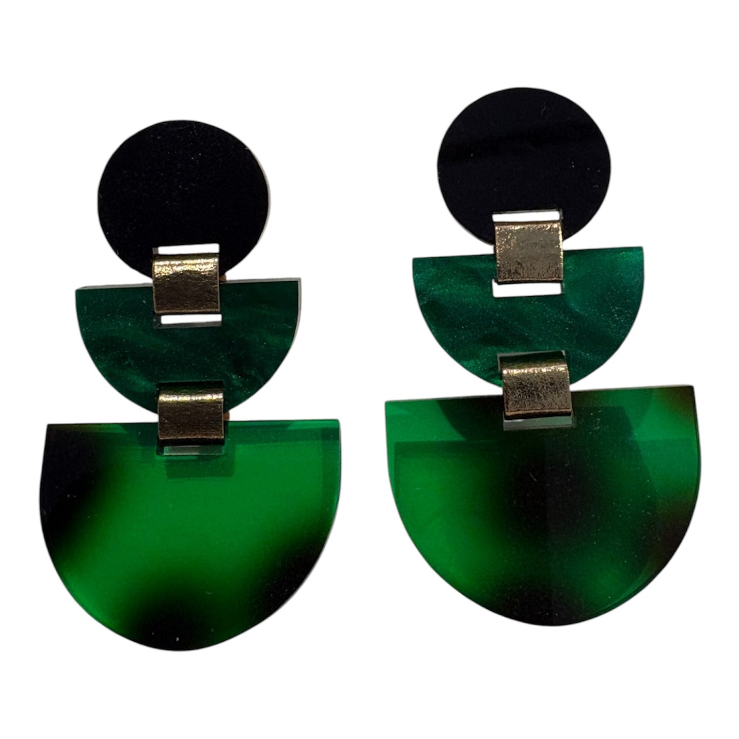 earrings - green resin tier