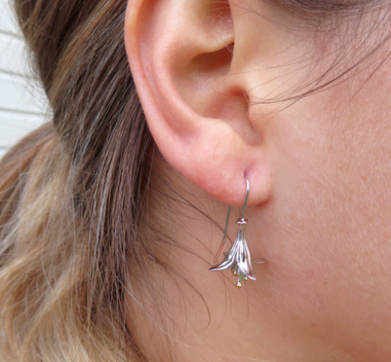 NZ Tree Fushia sterling silver drops - gonepottynz