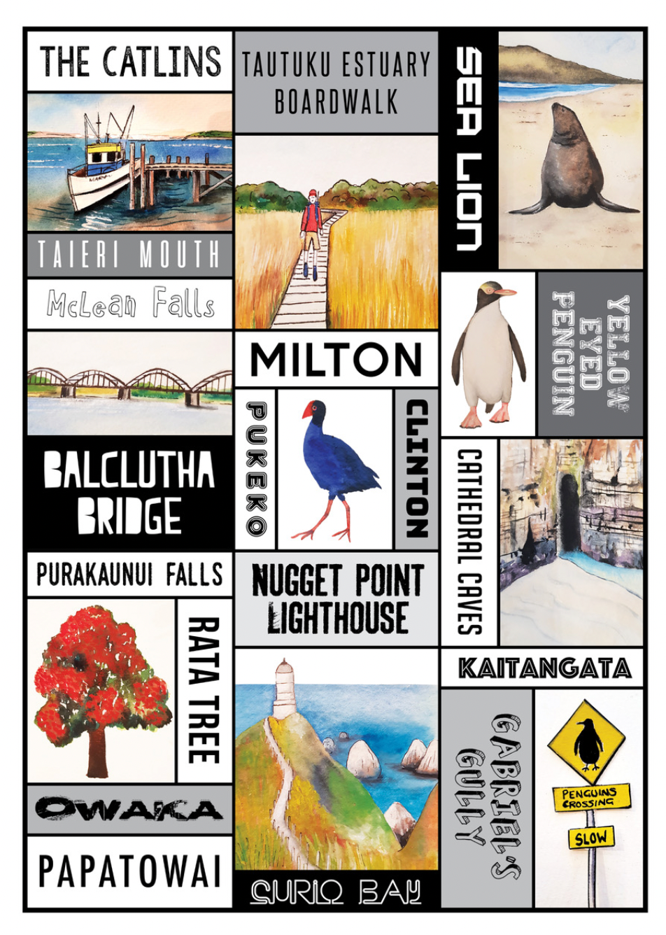 The Catlins Tea towel - gonepottynz