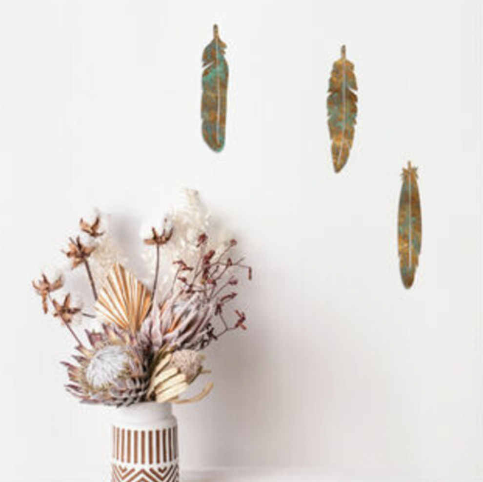 pop out Copper Patina feathers - gonepottynz