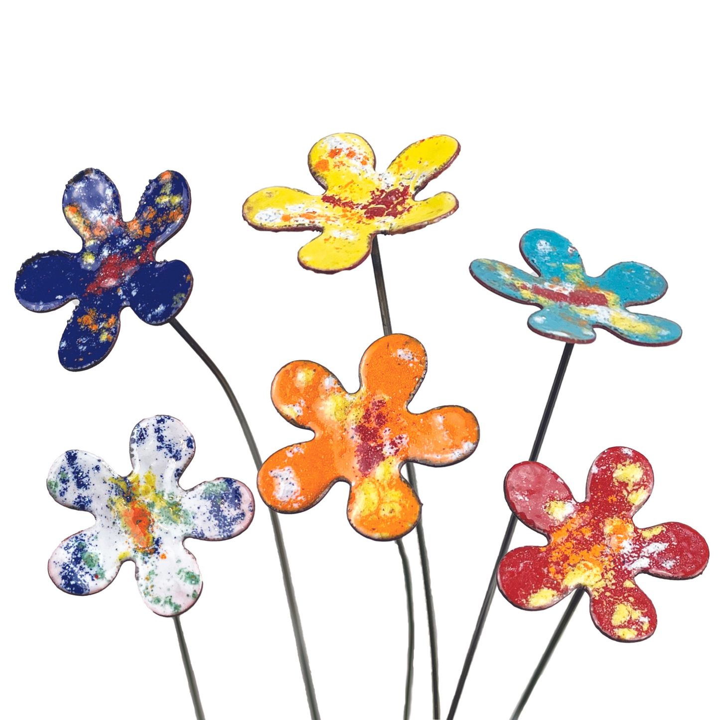 Small Copper Enamel Flower - gonepottynz