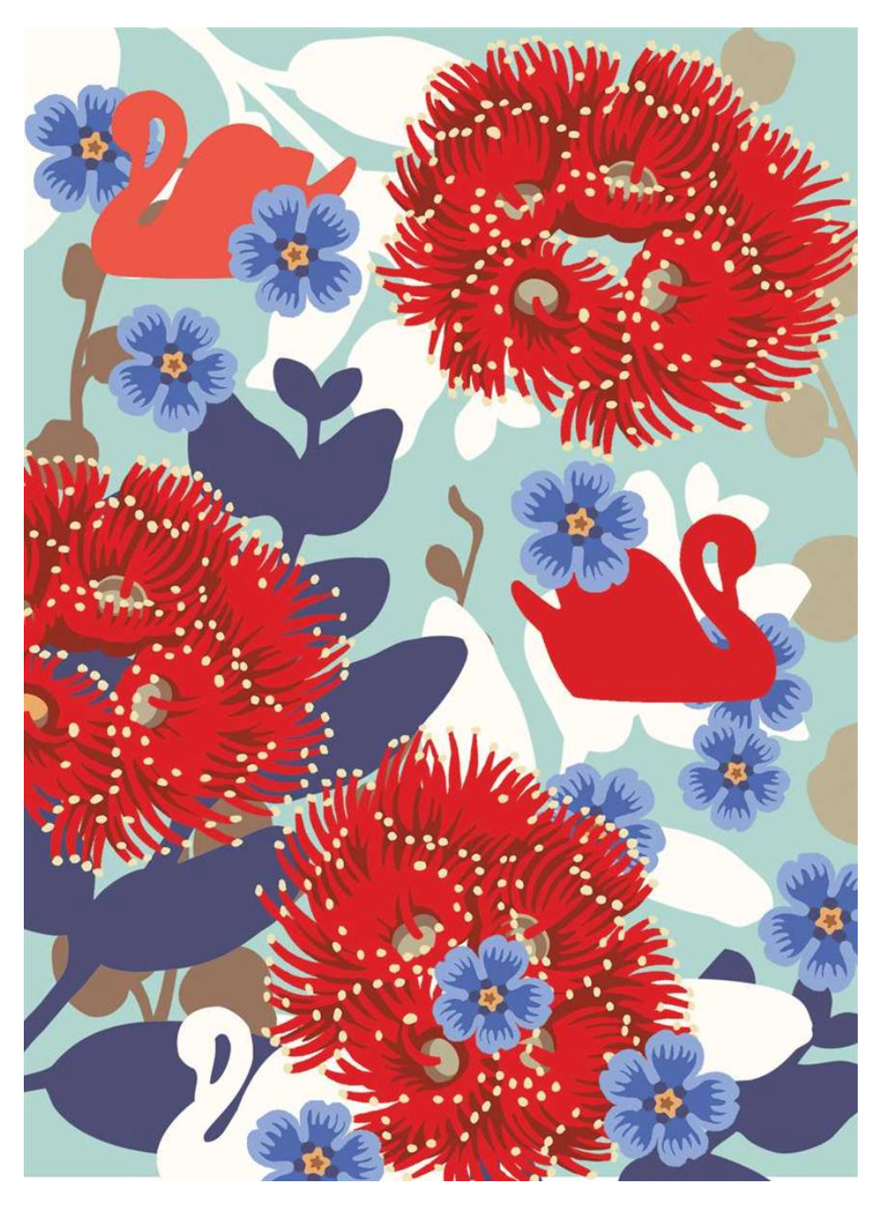 Lens Cloth | Wolfkamp & Stone |Pohutakawa and swan - gonepottynz