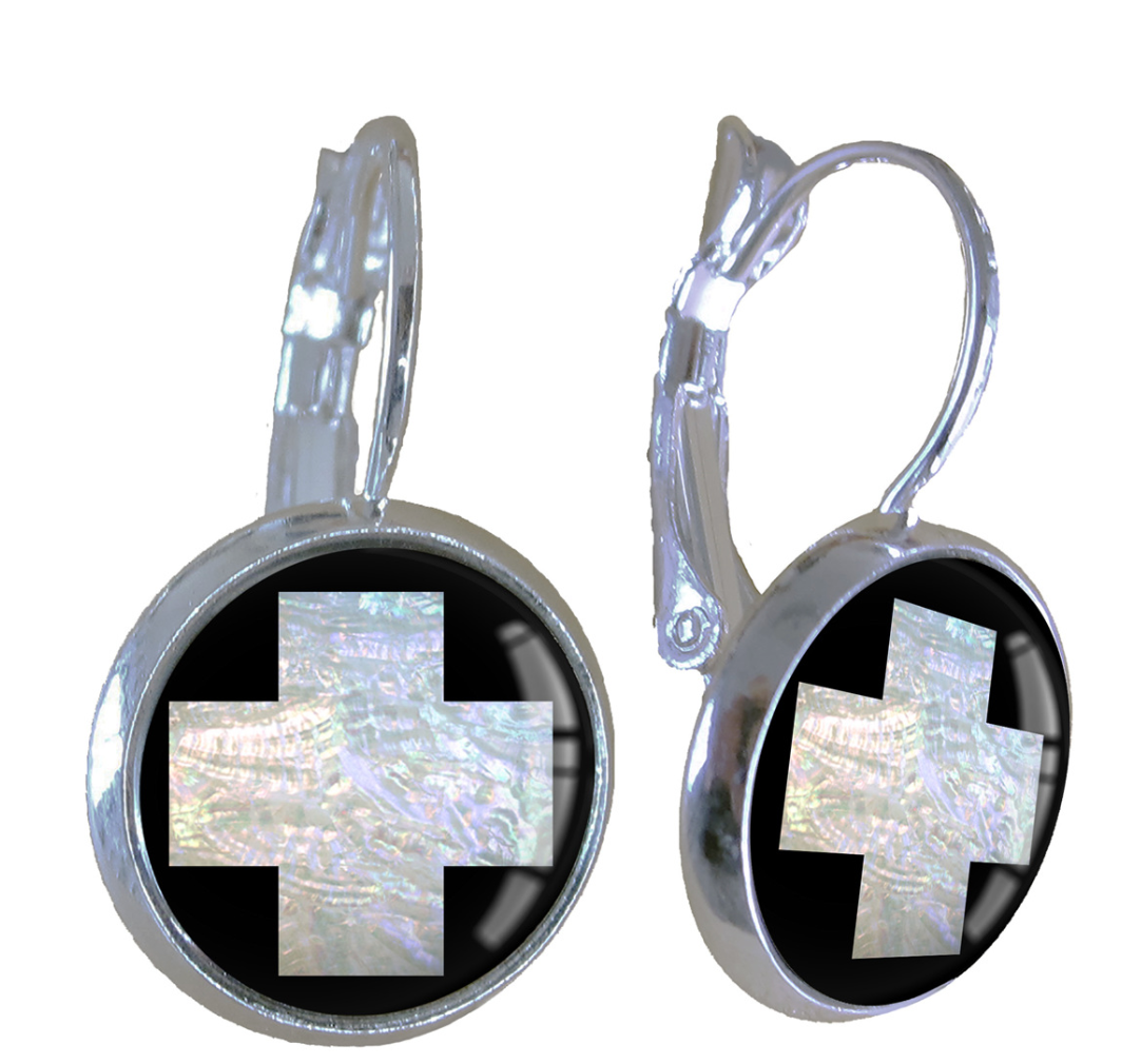 Earrings | mother of pearl cross - gonepottynz