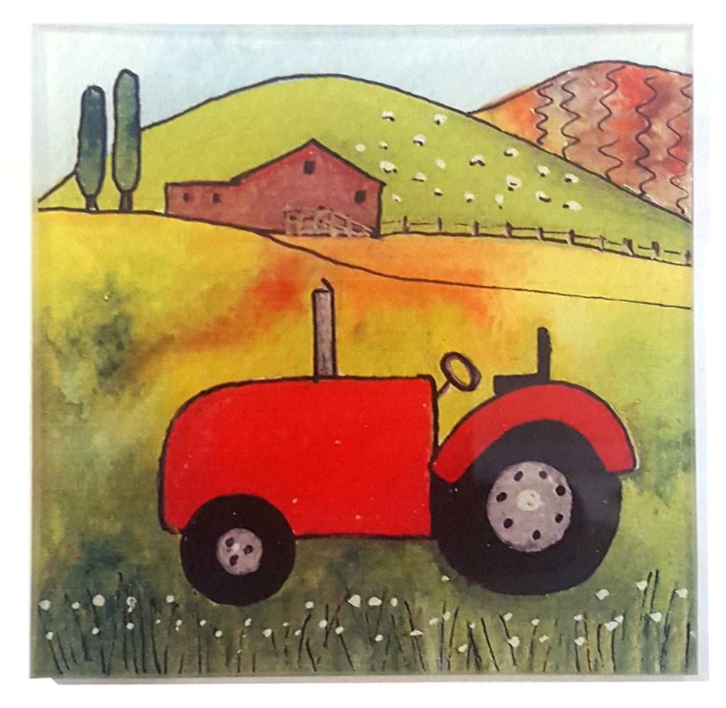 Glass Coaster | Tractor | Bridget Paape - gonepottynz
