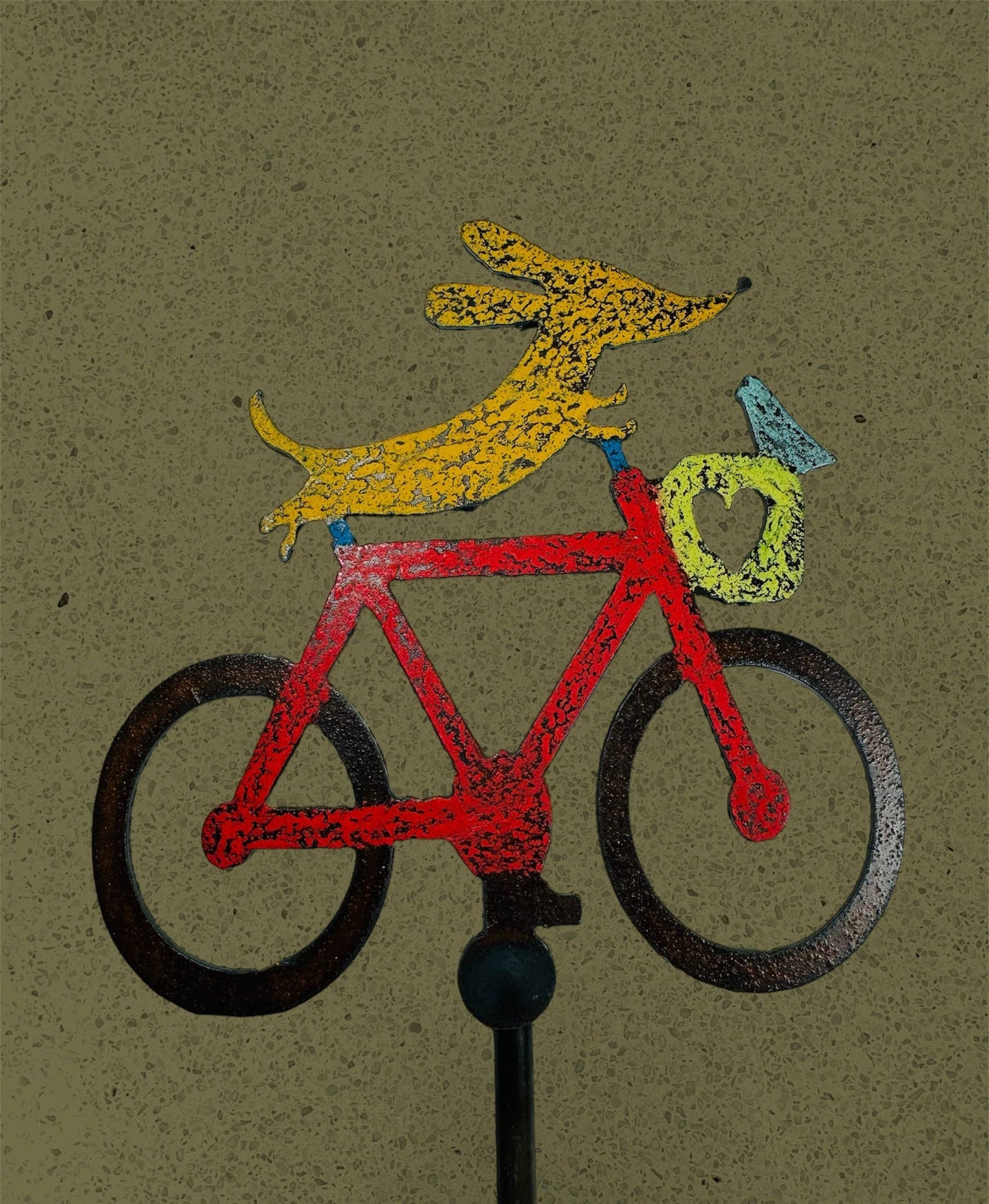 Bike plant stake Dog