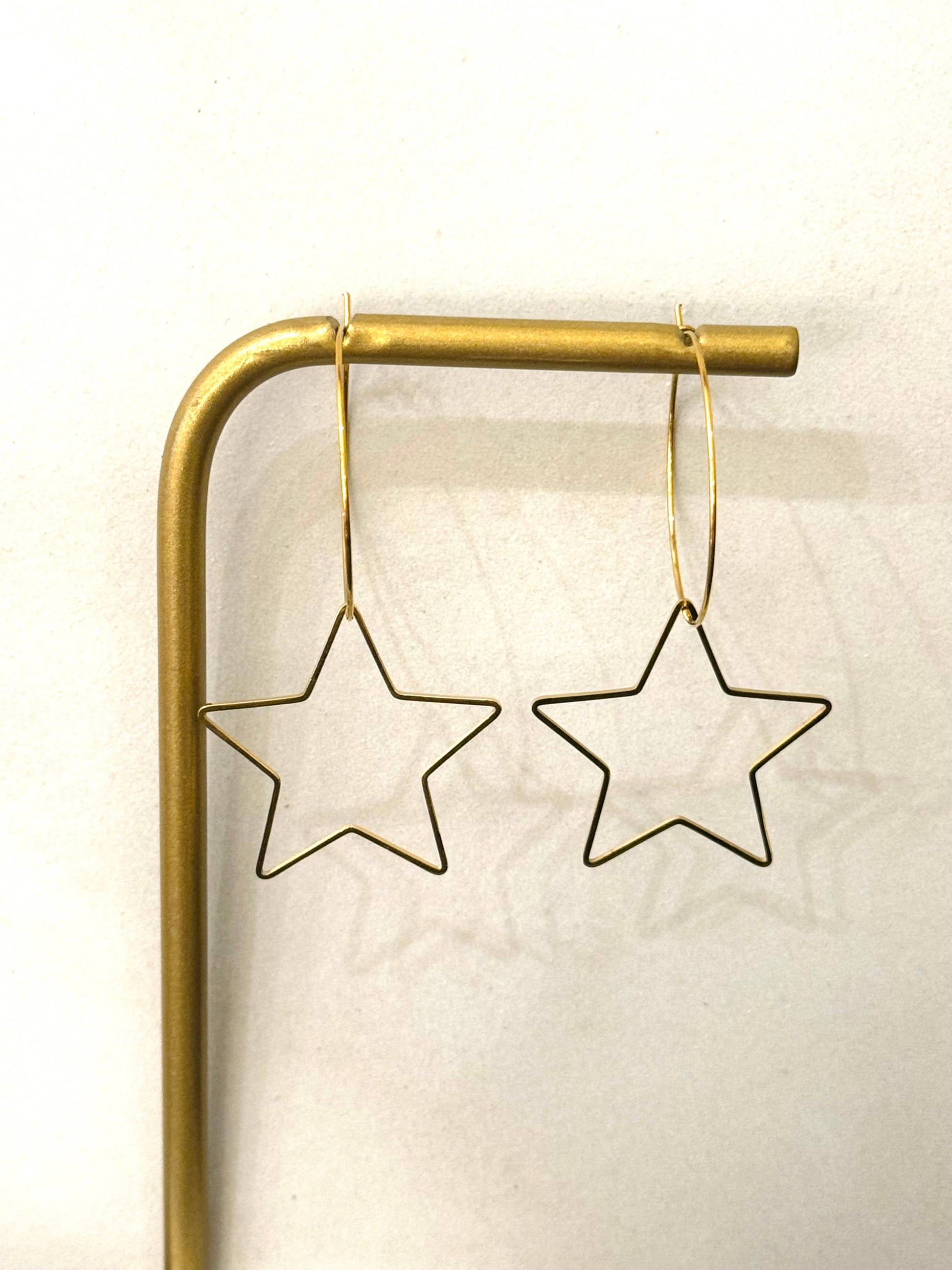 Fineline Star Hoop Earrings  - gonepottynz