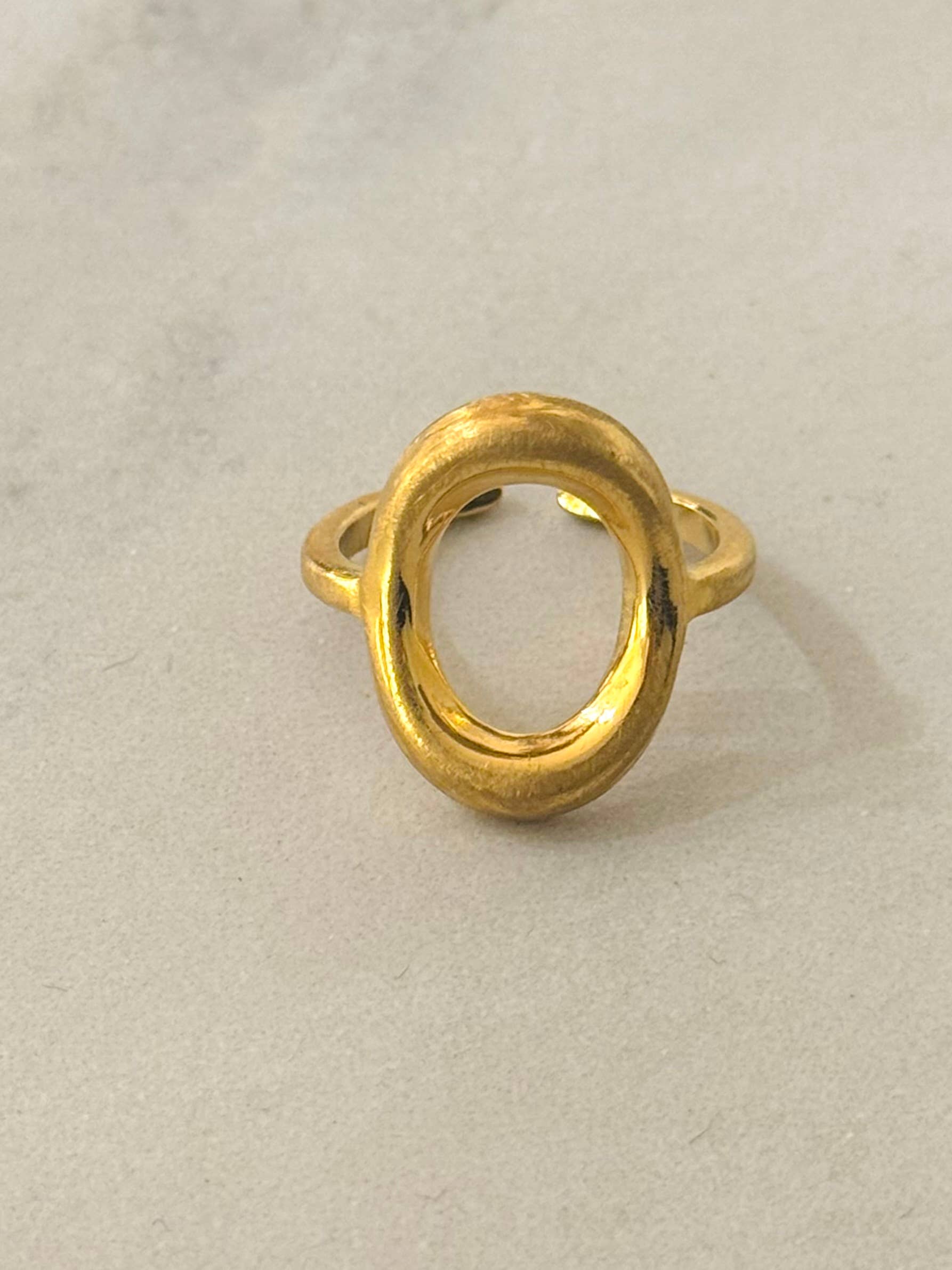 Milva Brushed Gold Adjustable Stainless Steel Ring - gonepottynz