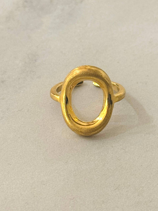 Milva Brushed Gold Adjustable Stainless Steel Ring - gonepottynz