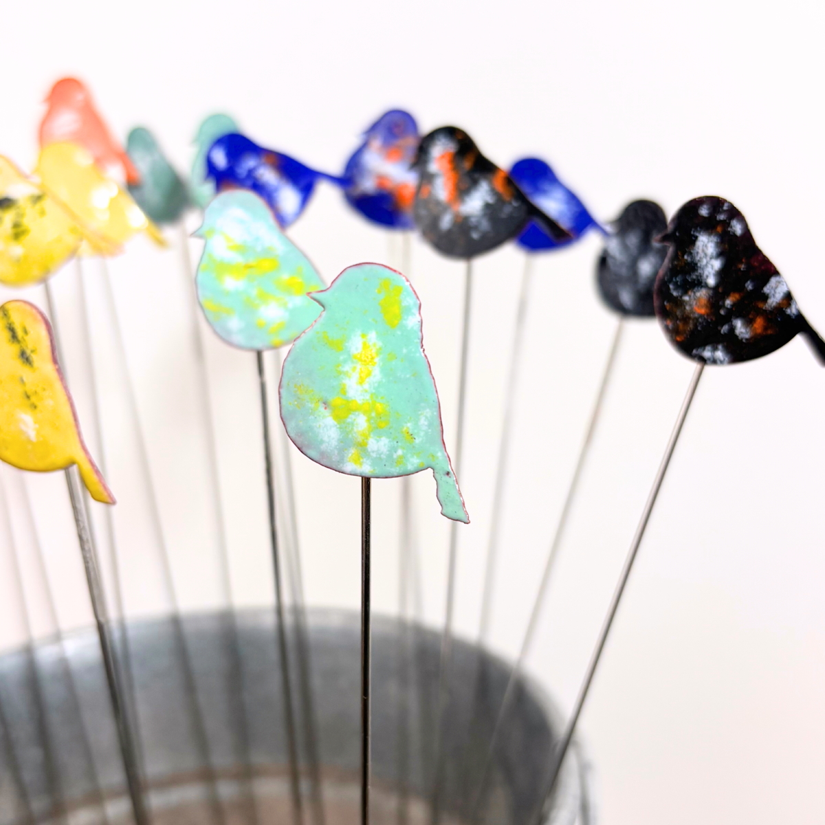 NEW Small Copper Enamel Birds