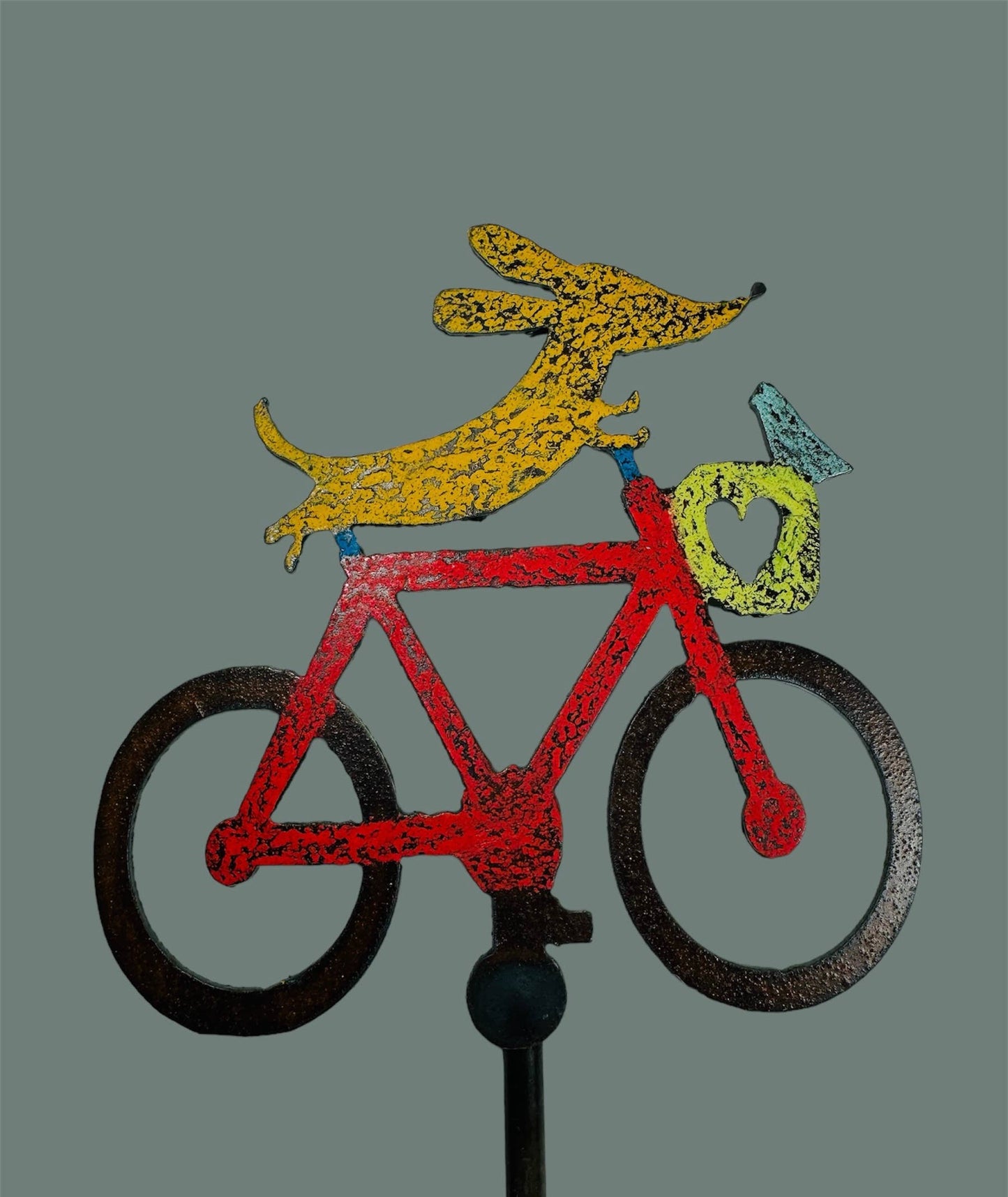 Bike plant stake Dog