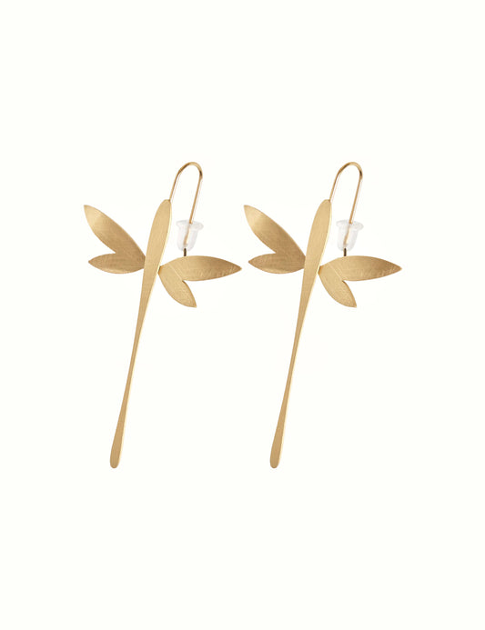 Matte Gold Dragonfly Earrings - gonepottynz