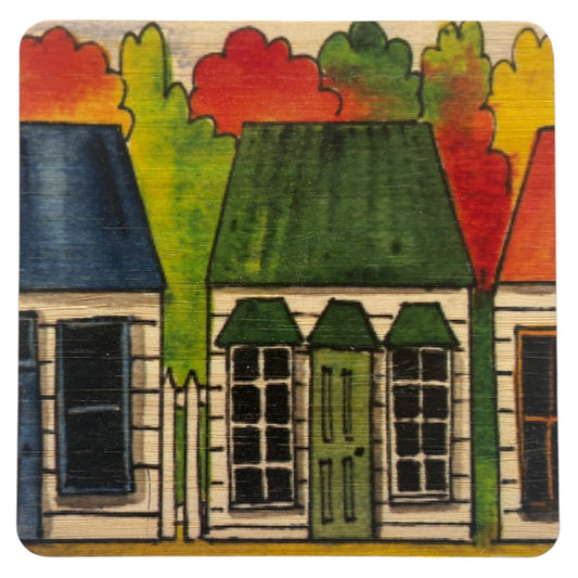 cottages bamboo coaster - gonepottynz