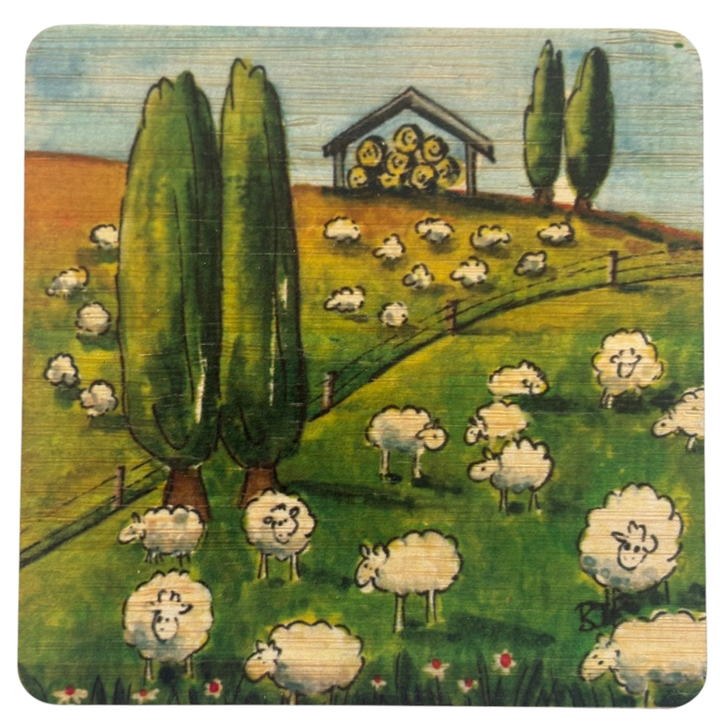 sheep bamboo coaster