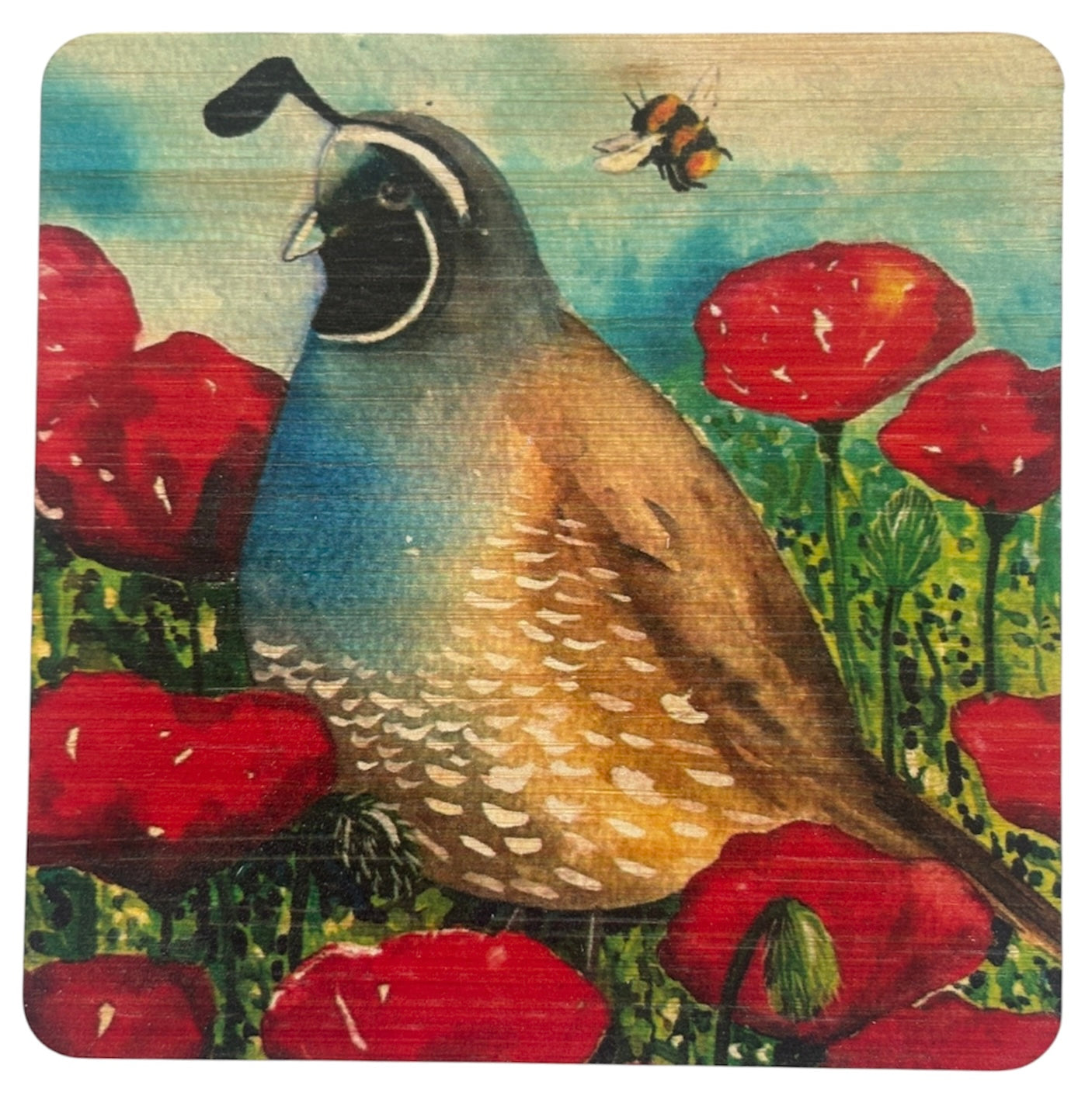 Quail bamboo coaster