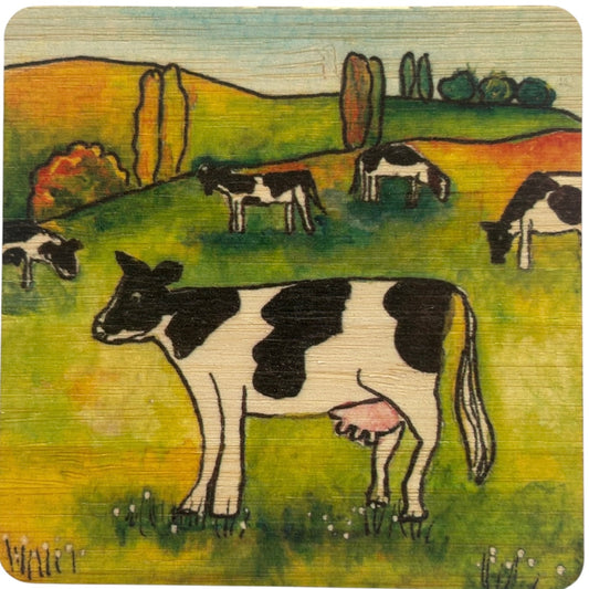 Cow Bamboo Coaster - gonepottynz