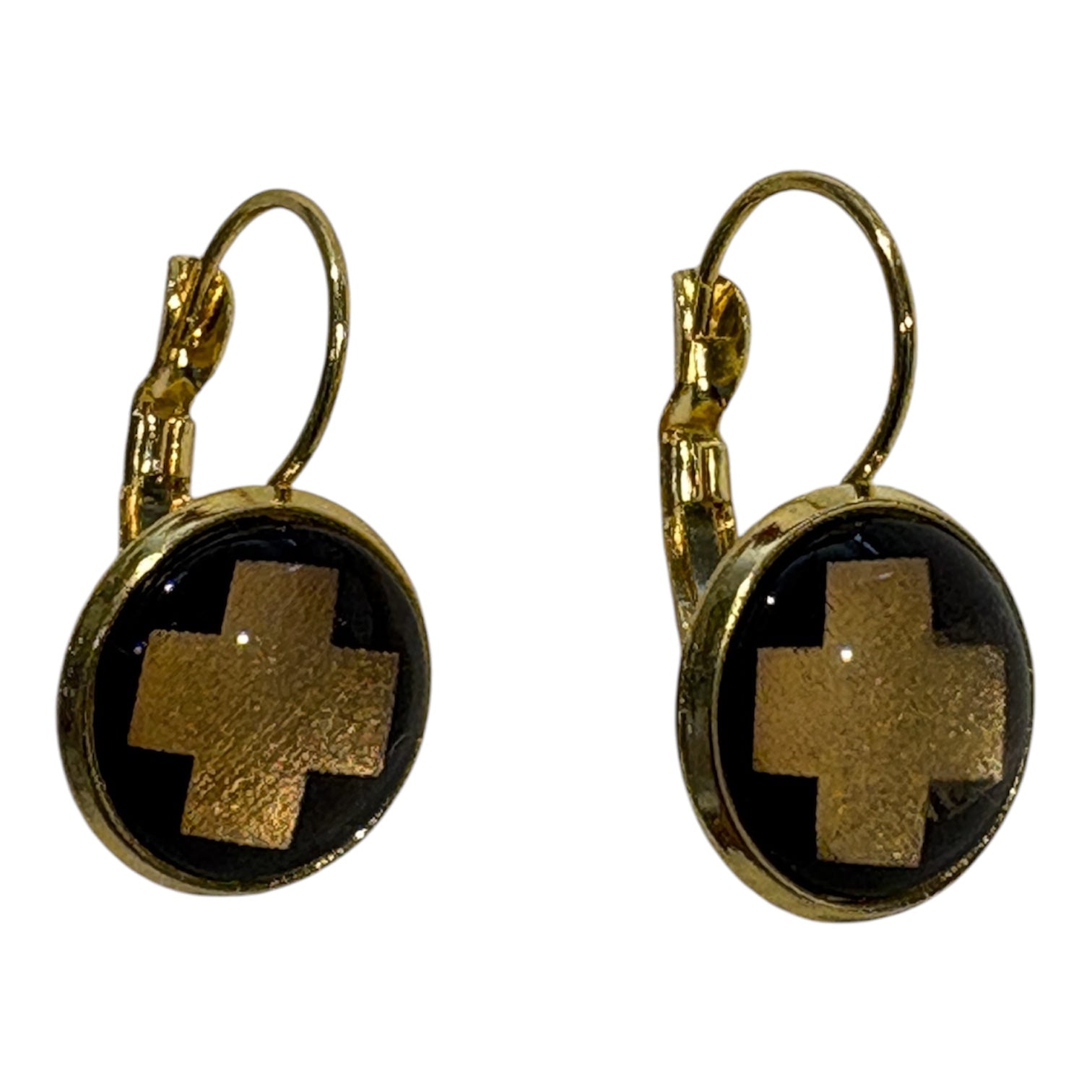 Earrings | Gold leaf cross - gonepottynz