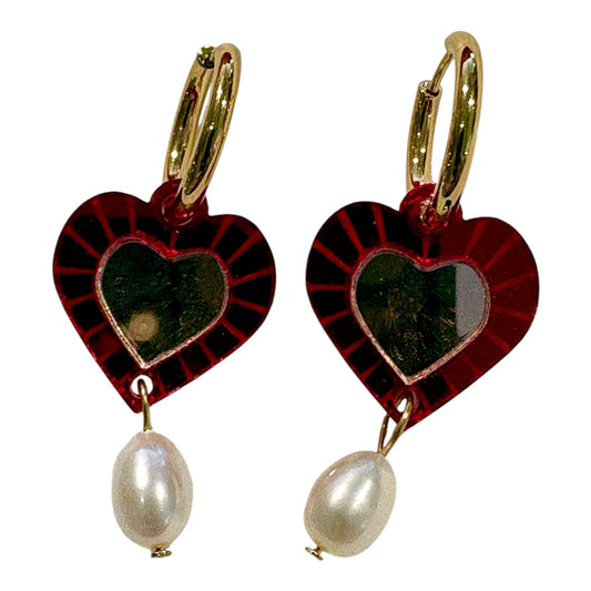 Earrings - red heart - gonepottynz