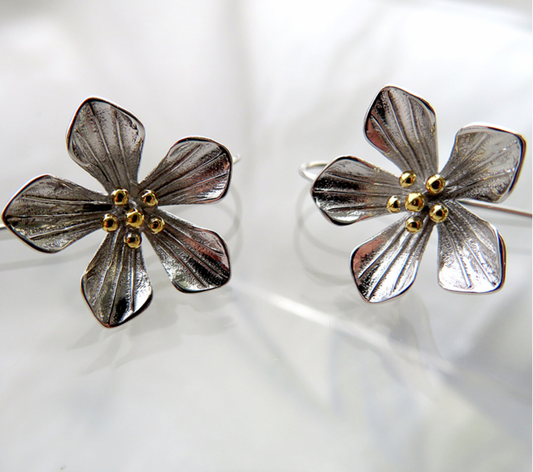 Alpine  Gentian flower drop earrings