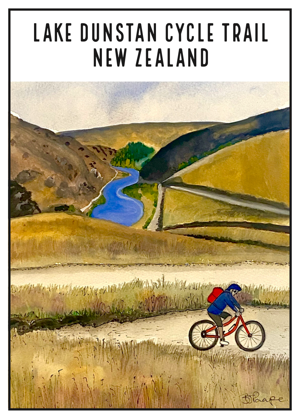 Lake Dunstan Cycle trail tea towel - gonepottynz