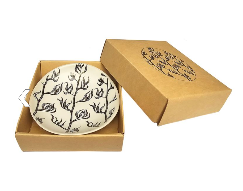 Jo Luping Design | Porcelain Bowl | 10cm Harakeke Black On White - gonepottynz
