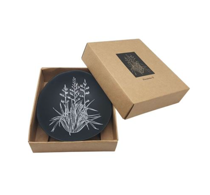 Jo Luping Design | Porcelain Bowl | White Harakeke On Black