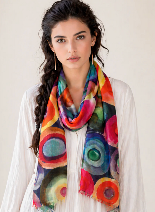 Concentric Circle Pure Silk Designer Scarf