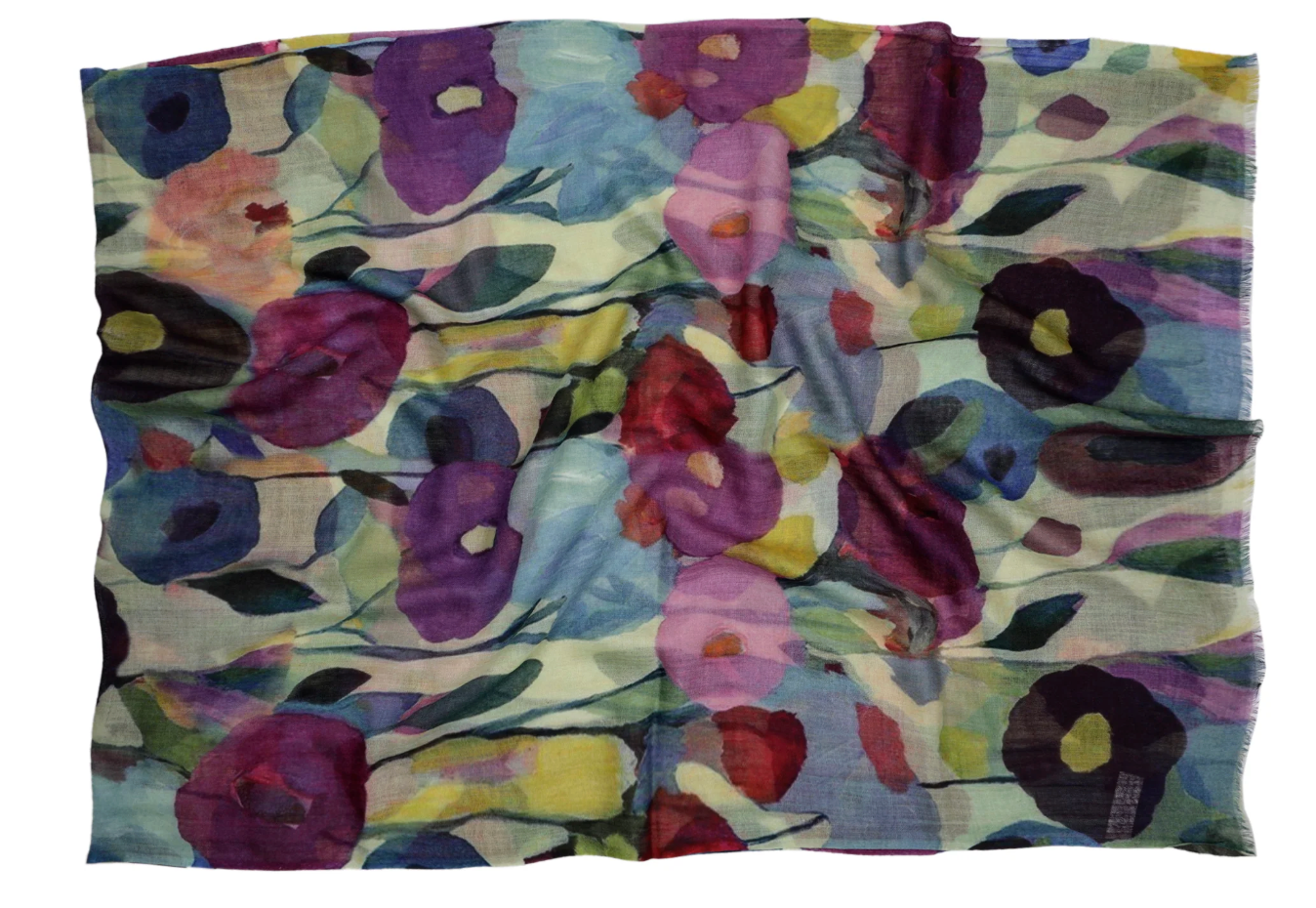 Floral Print Pure Silk Designer Scarf
