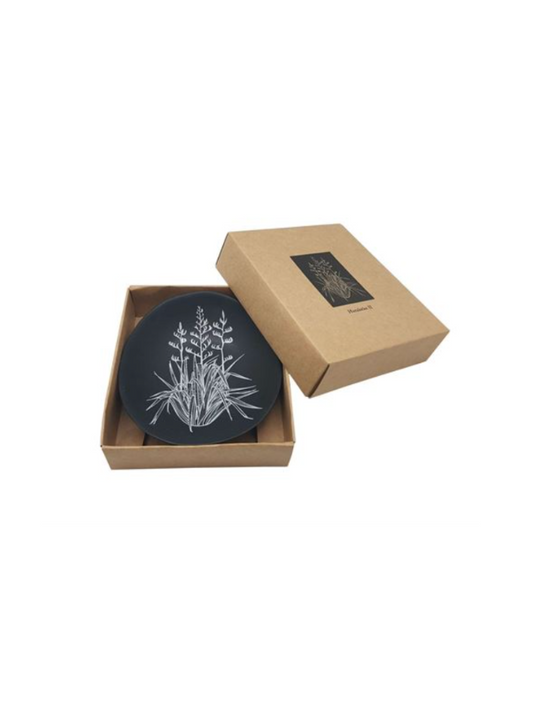 Jo Luping Design | Porcelain Bowl | White Harakeke On Black - gonepottynz