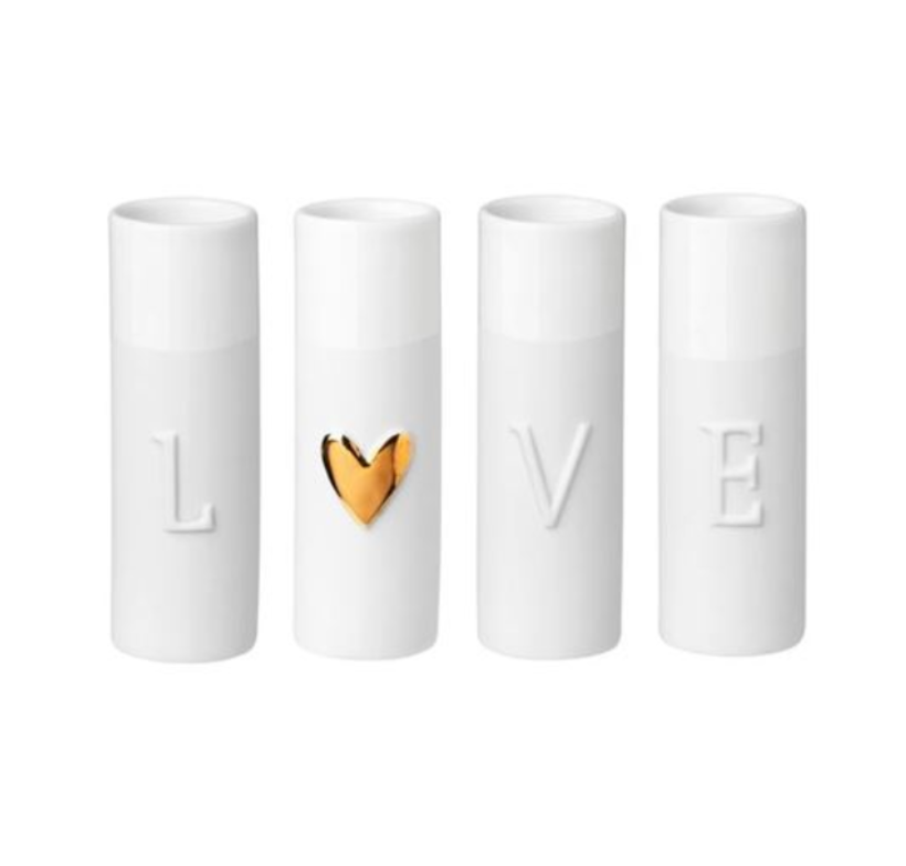 Vase | Set of 4  Mini Porcelain Vases | Love - gonepottynz
