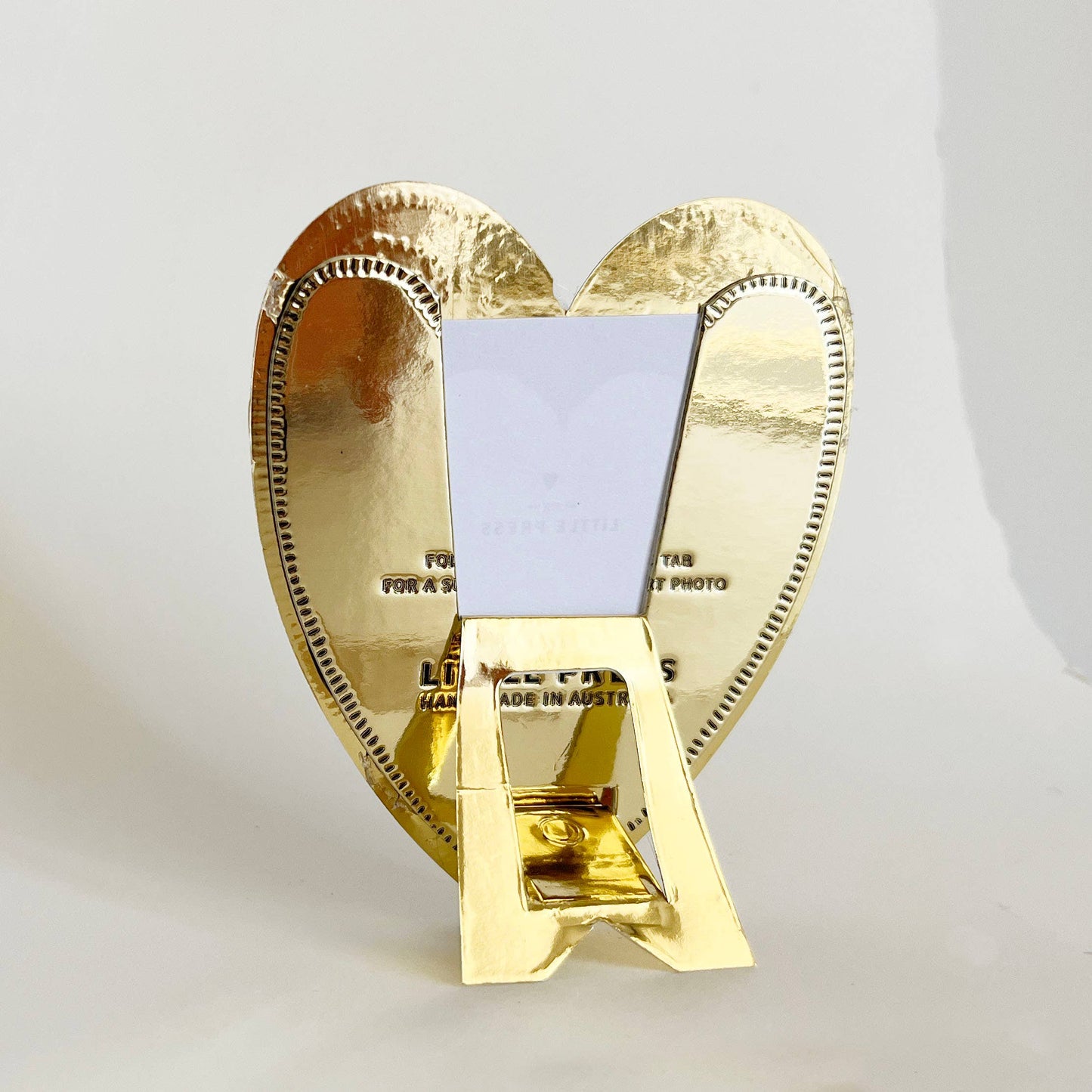 Faux Tin ~ Heart travel/desk frame ~ gold - gonepottynz