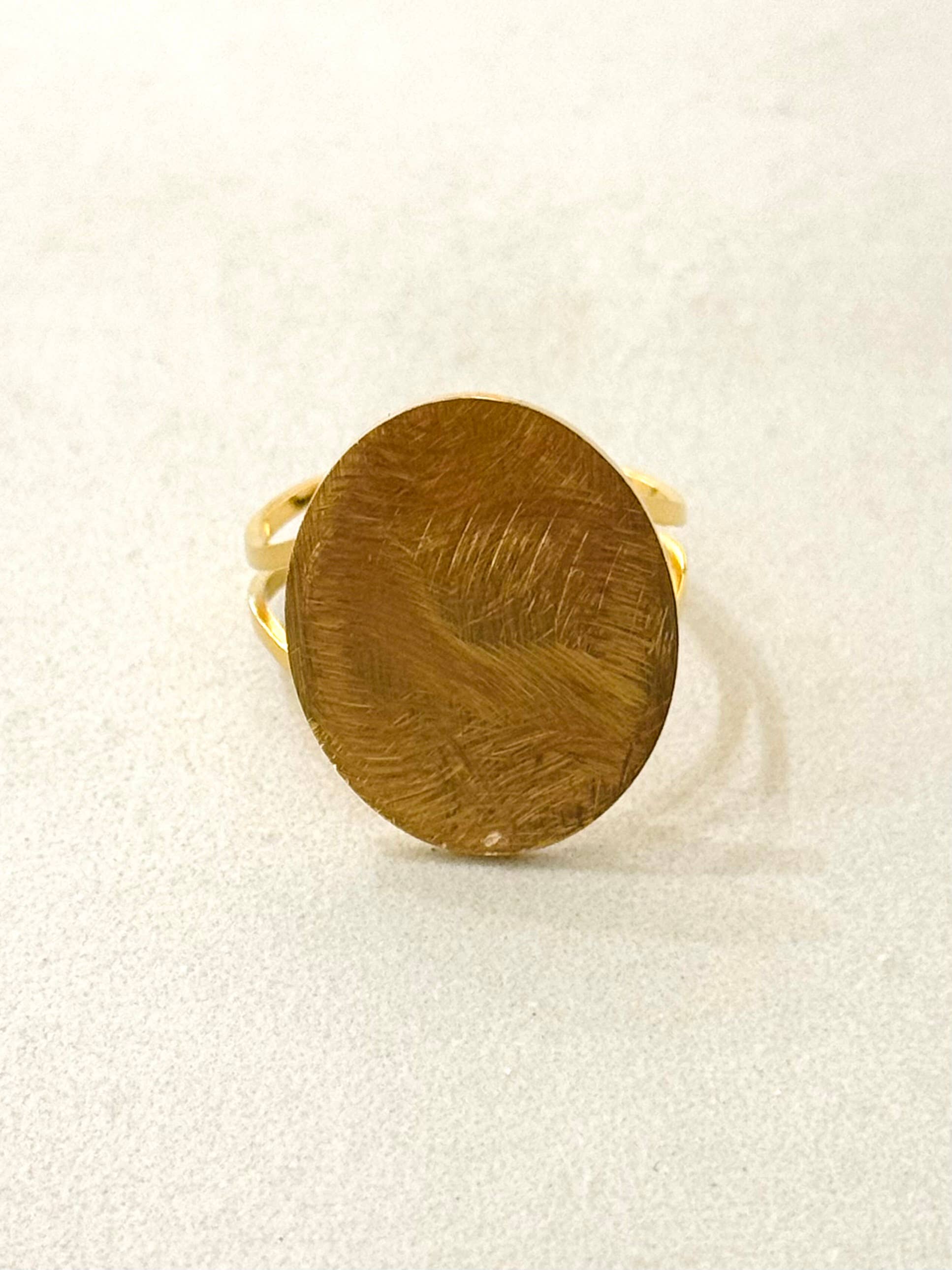 Ellipse Form Brushed Gold Adjustable Ring - gonepottynz