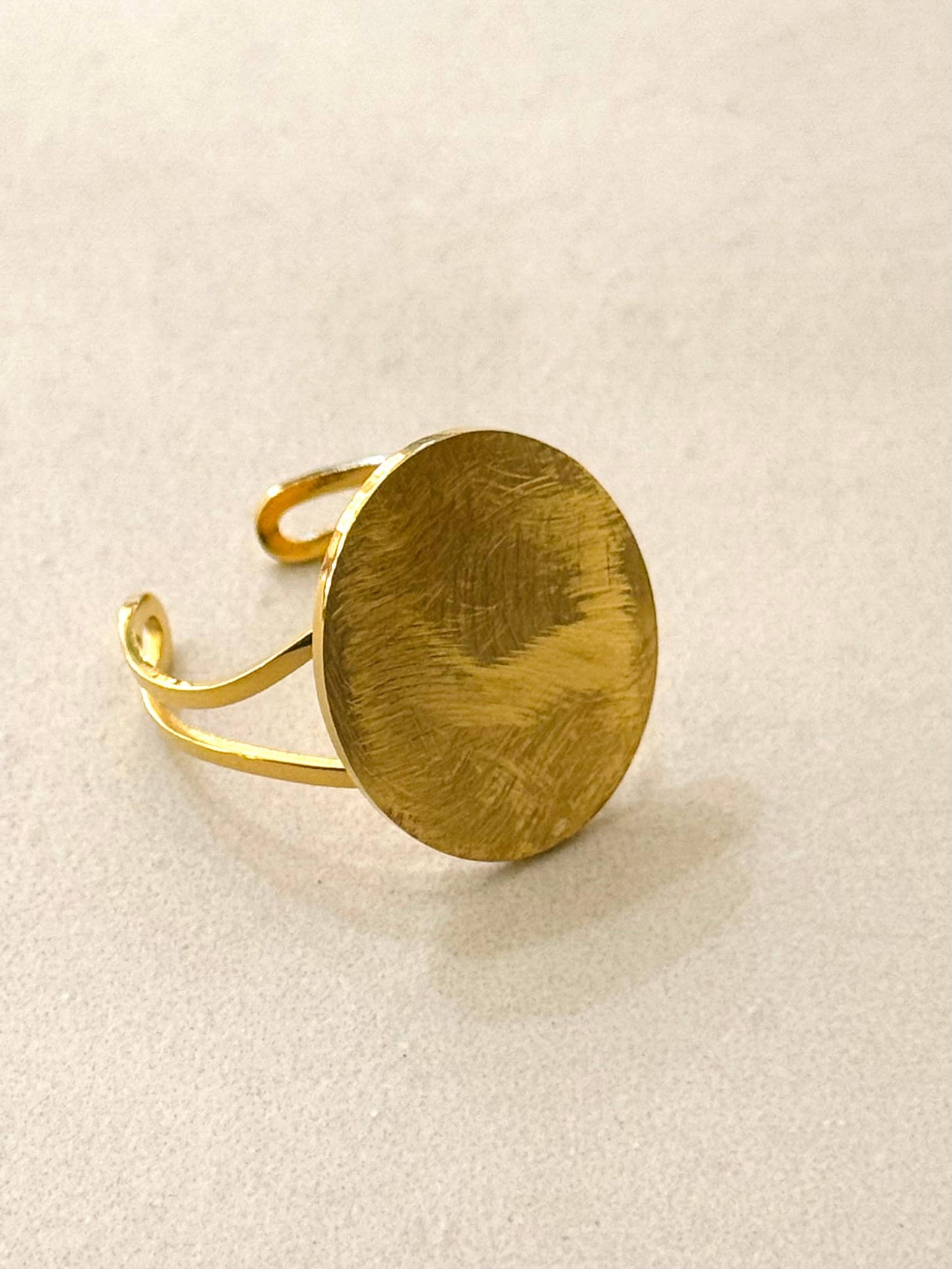 Ellipse Form Brushed Gold Adjustable Ring - gonepottynz