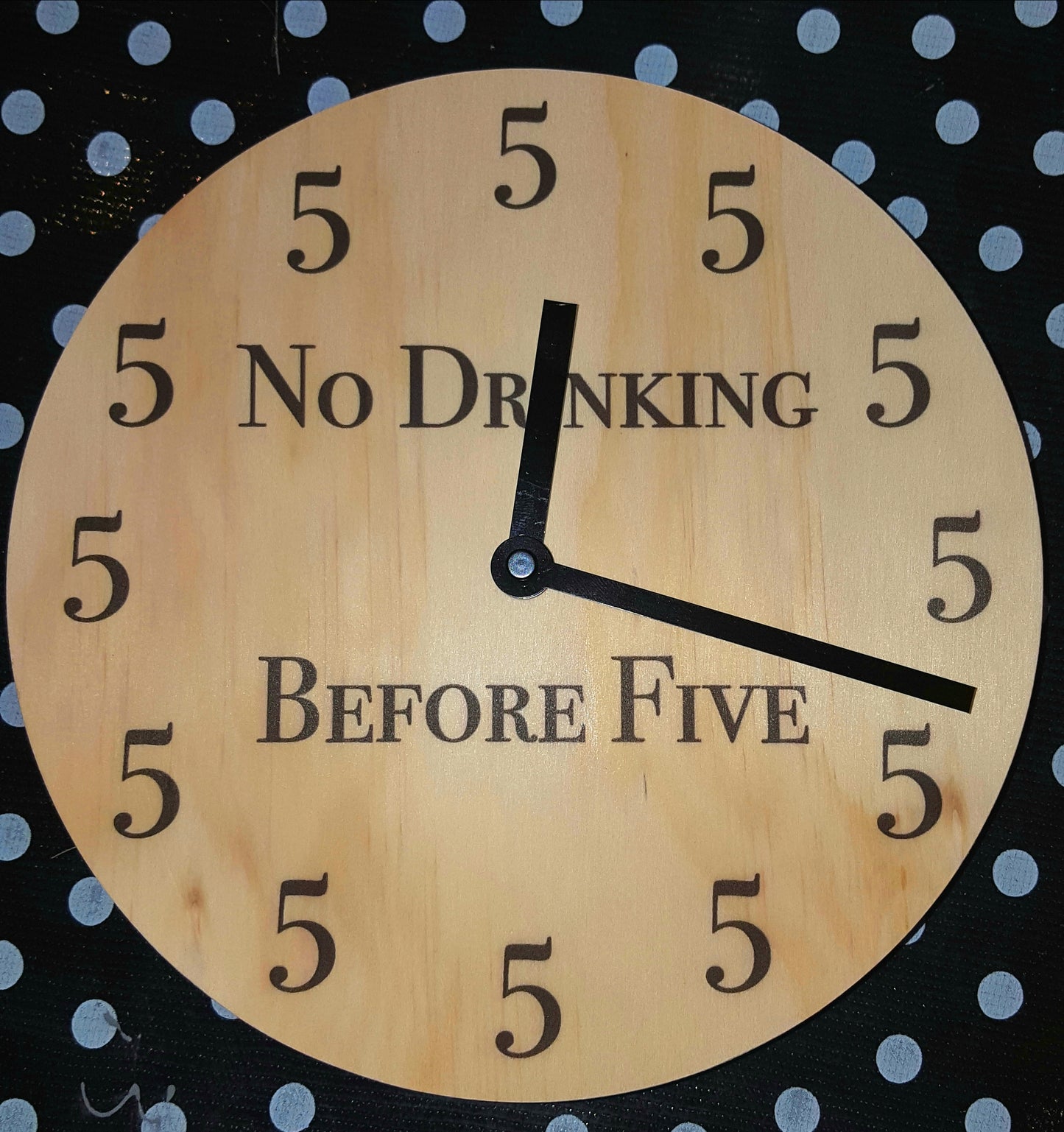 Wooden Clock - No Drinking before 5 - gonepottynz