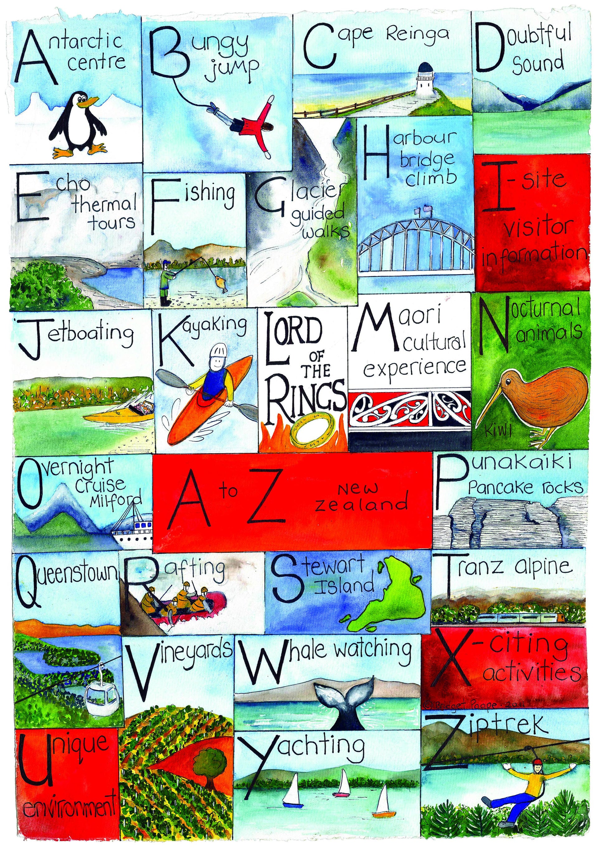 Tea Towel | New Zealand | Bridget Paape - gonepottynz