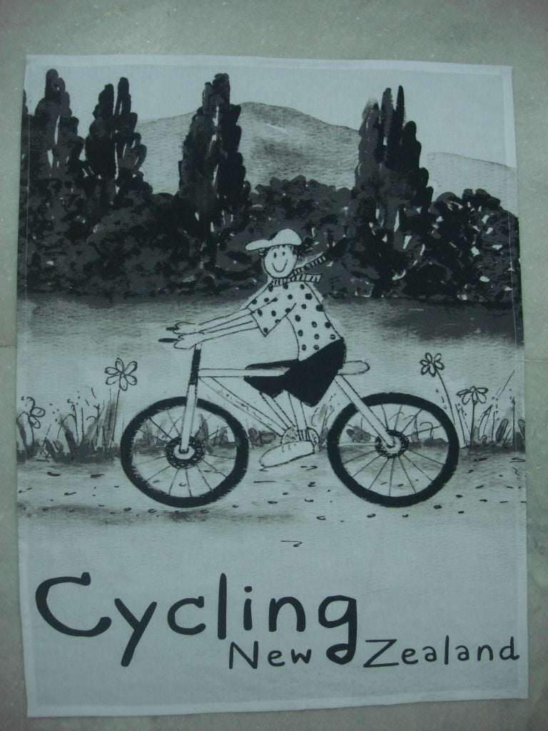 Tea Towel | NZ Cycling B+W | Bridget Paape - gonepottynz