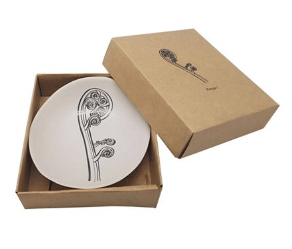 Jo Luping Design- porcelain Bowl 10cm - Black Nikau on White- gone potty dunedin